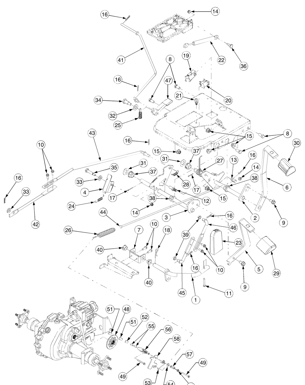Brake And Control Pedals Mfg Date K016 And After Diagram and Parts List for GT2550 K015-K018-14A2E7P710 Cub Cadet Lawn Tractor